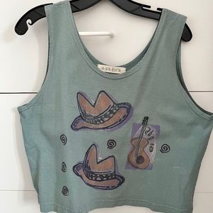 Blue Fish Clothing Tank 1996 Hand Painted Printed